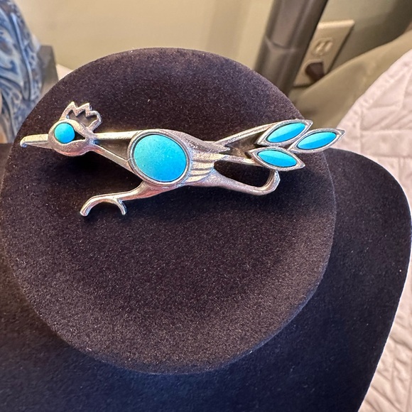 Vintage St. Labre Roadrunner and Turquoise Brooch. - Picture 1 of 4